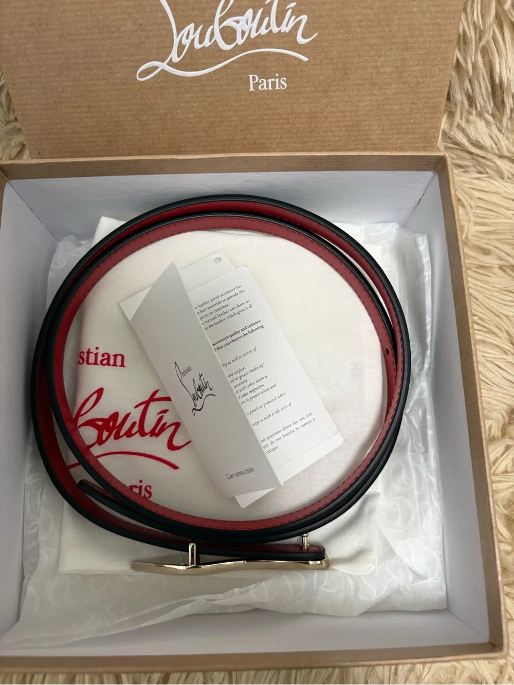 Christian Louboutin Bettina Belt - Smooth Calf Leather Reversible Black OR Red